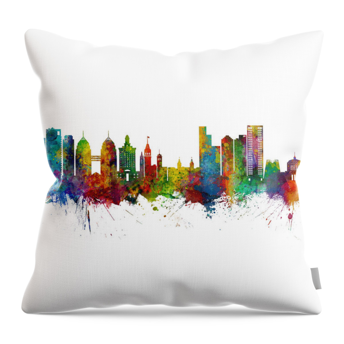 Oakland Throw Pillow featuring the digital art Oakland California Skyline #9 by Michael Tompsett