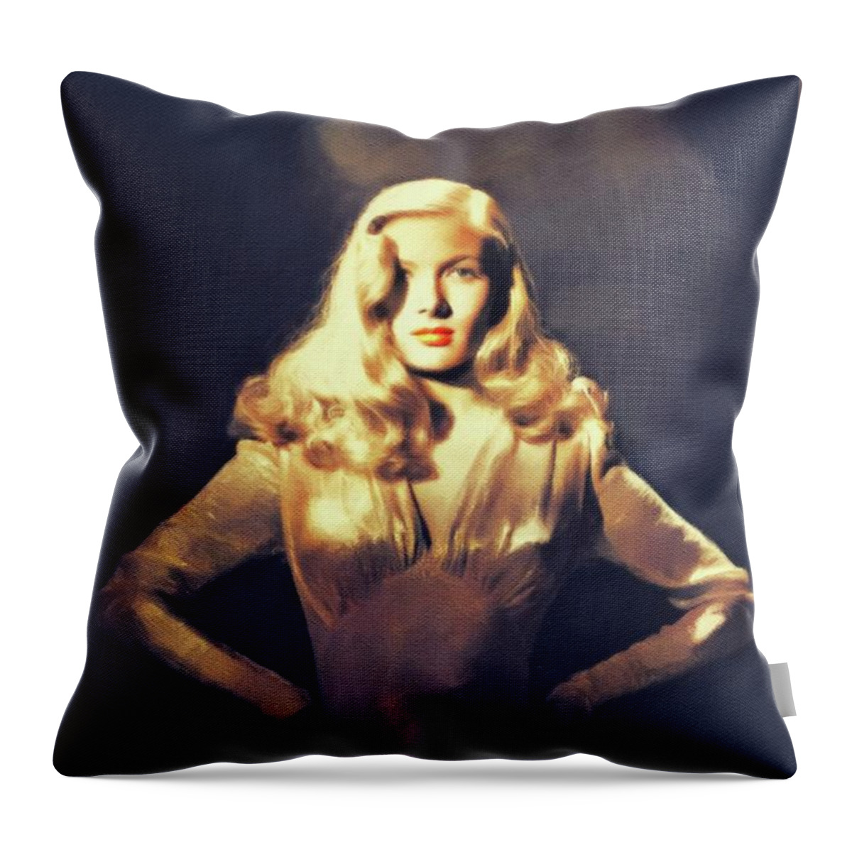 Veronica Throw Pillow featuring the painting Veronica Lake, Hollywood Legend #9 by Esoterica Art Agency