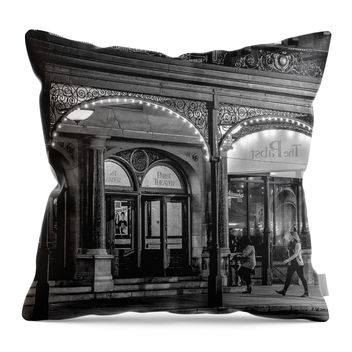 Milwaukee Downtown Throw Pillow featuring the photograph 9.21.2015 Busy night at the Pabst #9212015 by Kristine Hinrichs