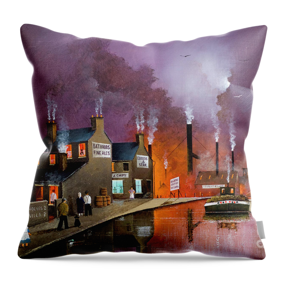 England Throw Pillow featuring the painting A Blackcountry Community - England by Ken Wood
