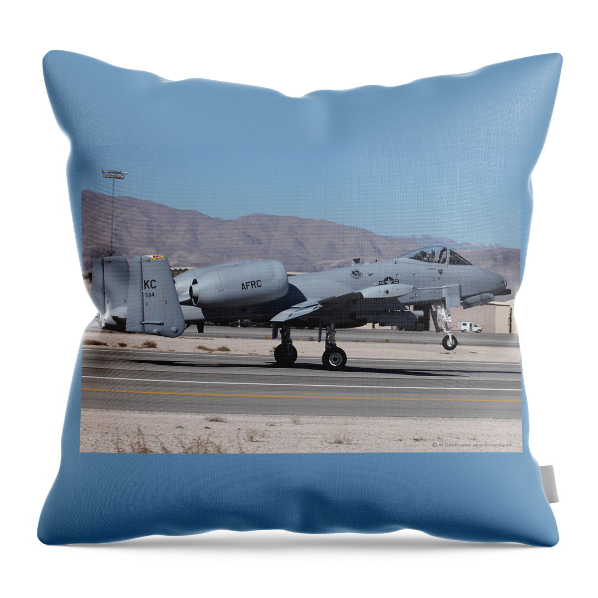 Warthog Throw Pillow featuring the photograph A-10 Thunderbolt II Departs Nellis AFB by Custom Aviation Art