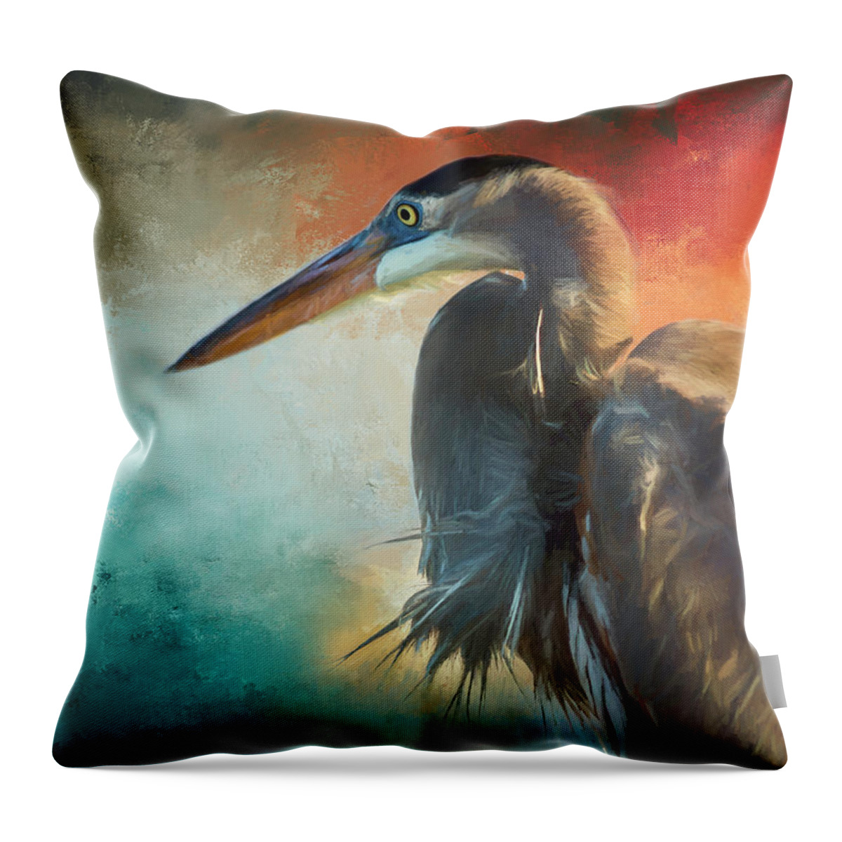 Bird Throw Pillow featuring the mixed media A Blue Serenade by Marvin Spates