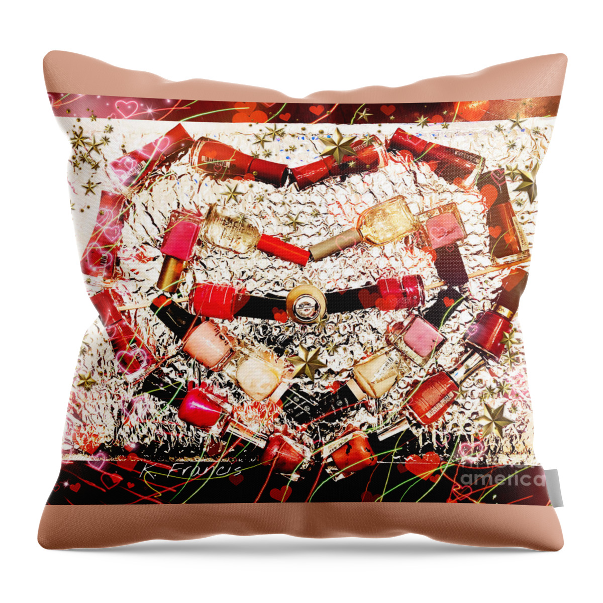 A Brush With Love Throw Pillow featuring the digital art A Brush with Love by Karen Francis