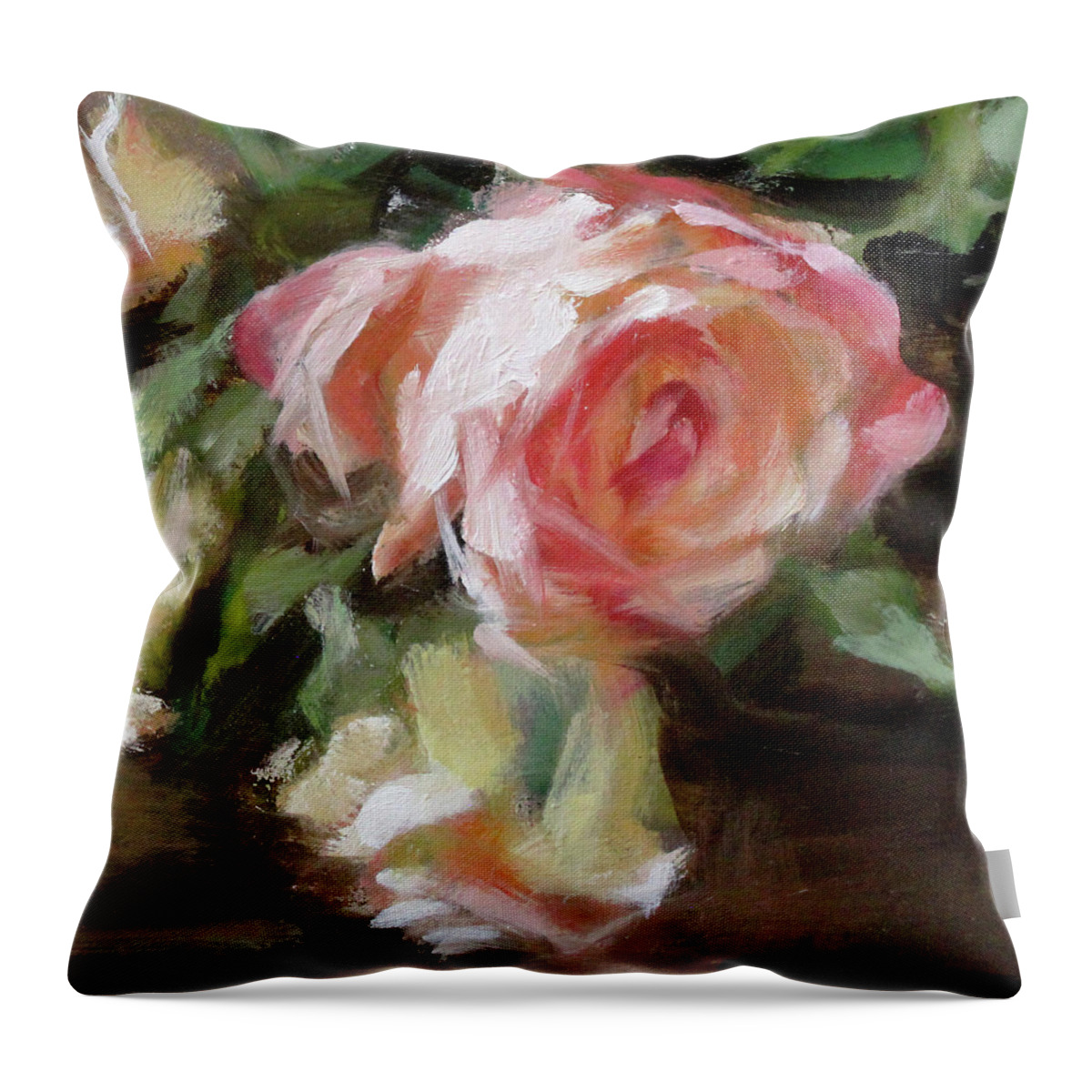  Throw Pillow featuring the painting A Bunch of Roses Detail 5 by Roxanne Dyer