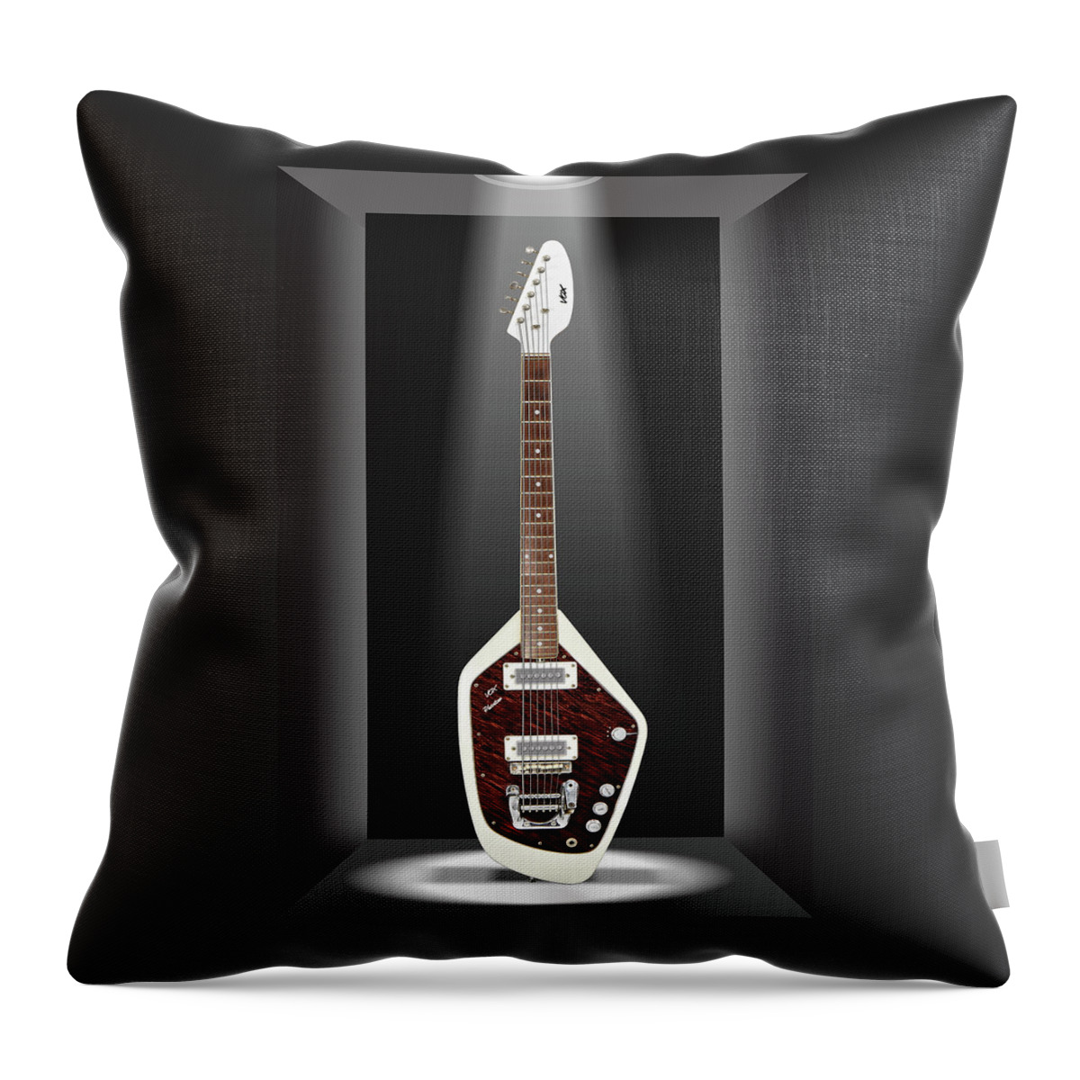 Electric Guitar Throw Pillow featuring the photograph A Classic Guitar in a Box 11 by Mike McGlothlen