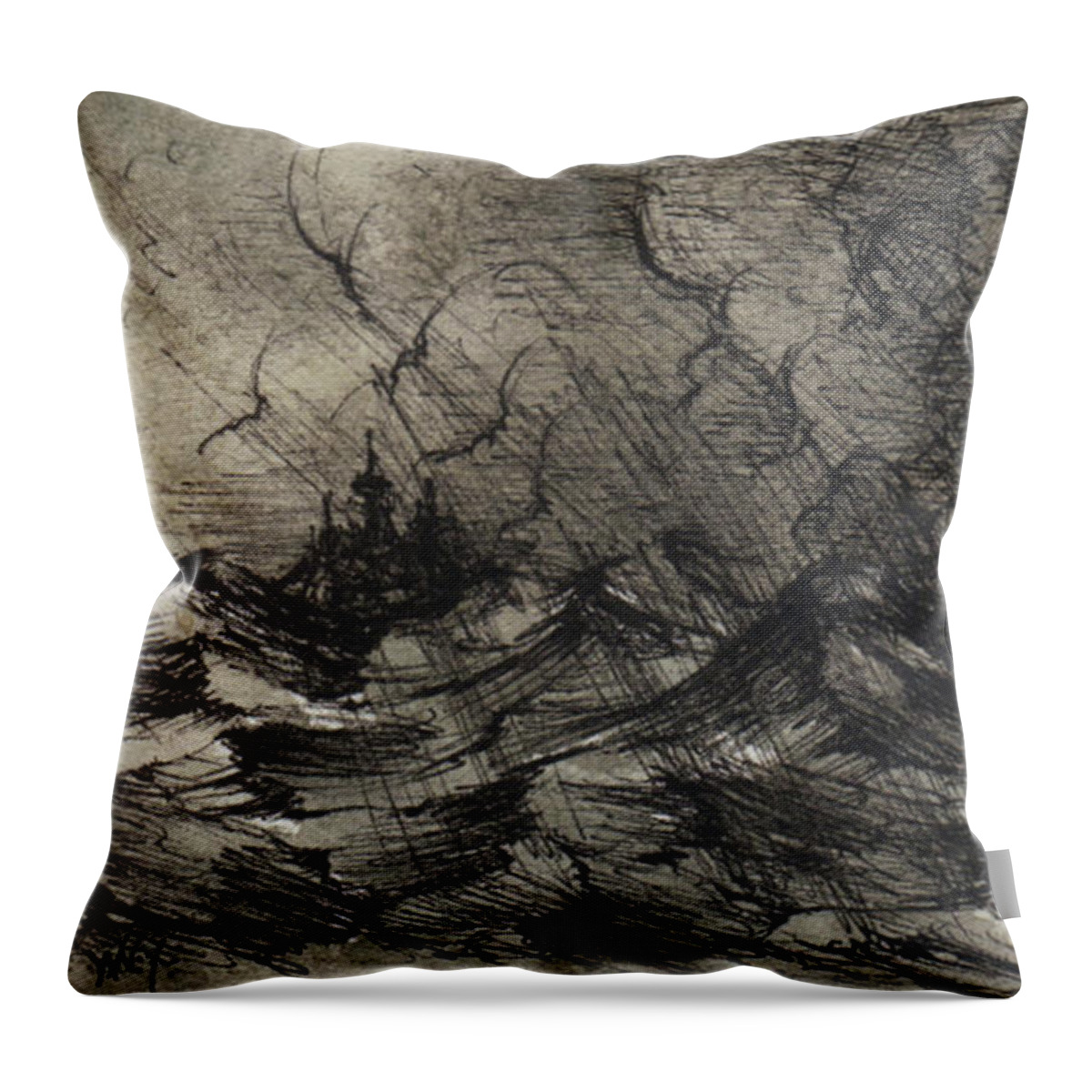 Storm Throw Pillow featuring the drawing A Coming Storm by William Russell Nowicki