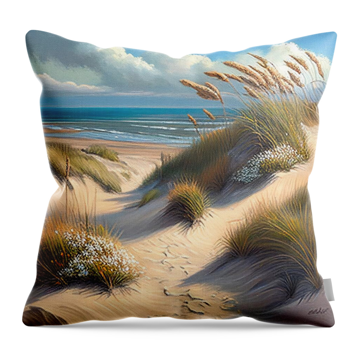 Dune Throw Pillow featuring the painting A day in the dunes by My Head Cinema