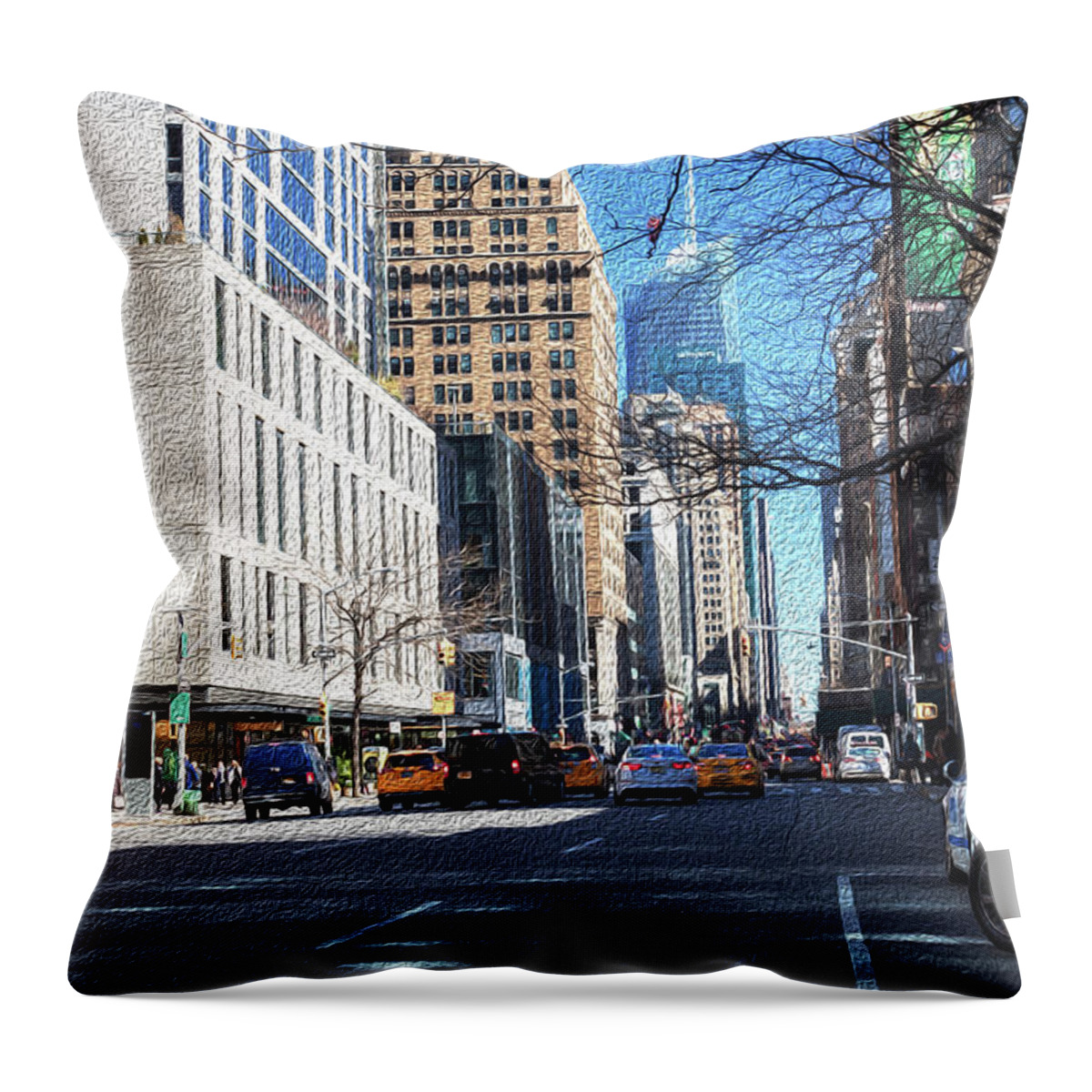 New York City Throw Pillow featuring the photograph A Day in the Life Oil Painting by Alison Frank