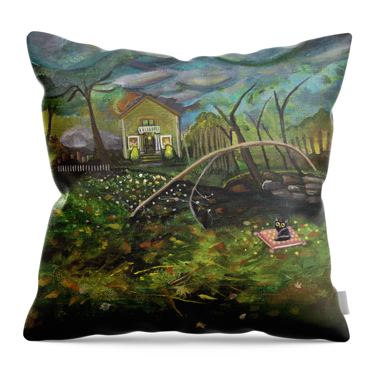 Procrastination Throw Pillow featuring the painting A Deadline Approaches by Mindy Huntress
