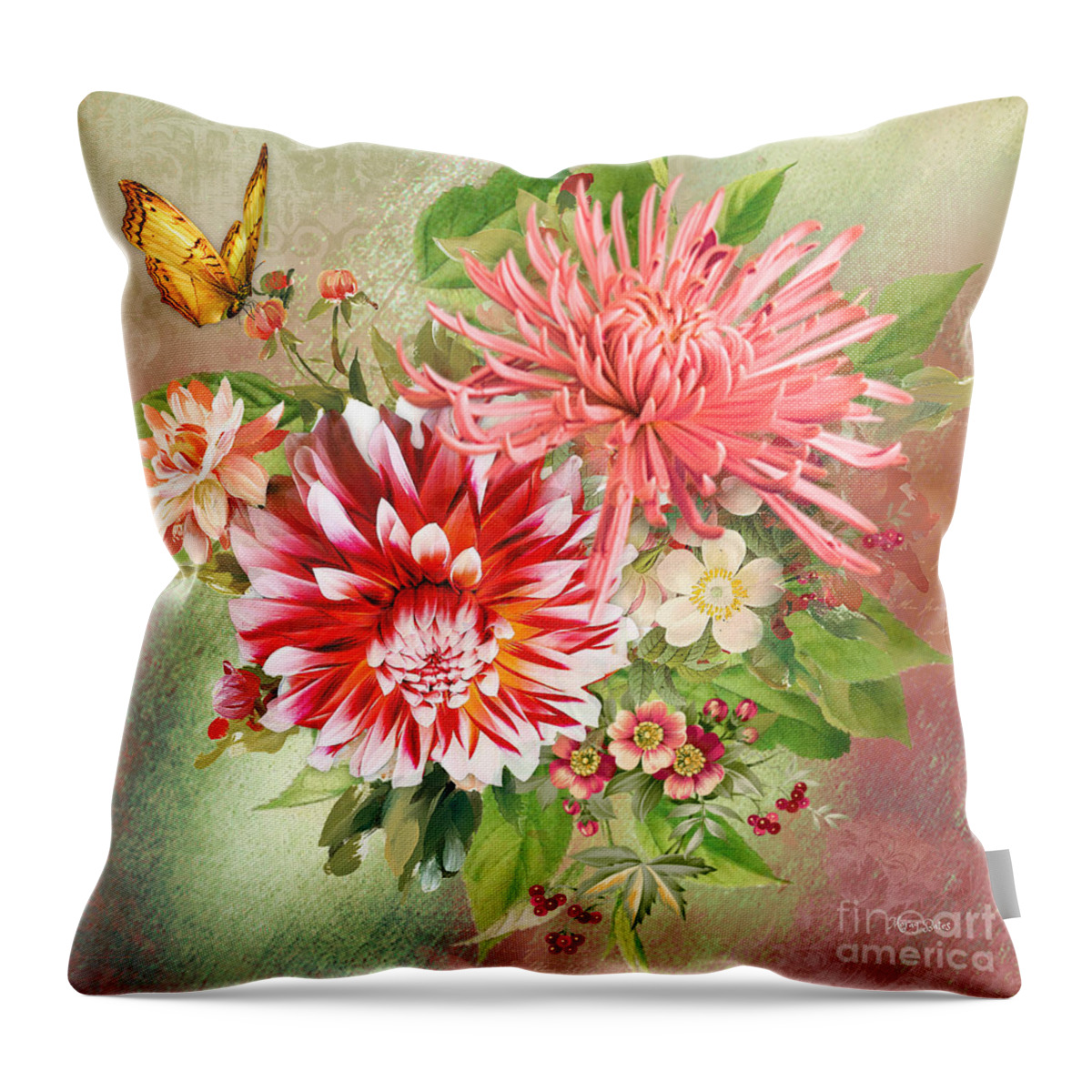Butterfly Throw Pillow featuring the mixed media Butterfly Kiss by Morag Bates