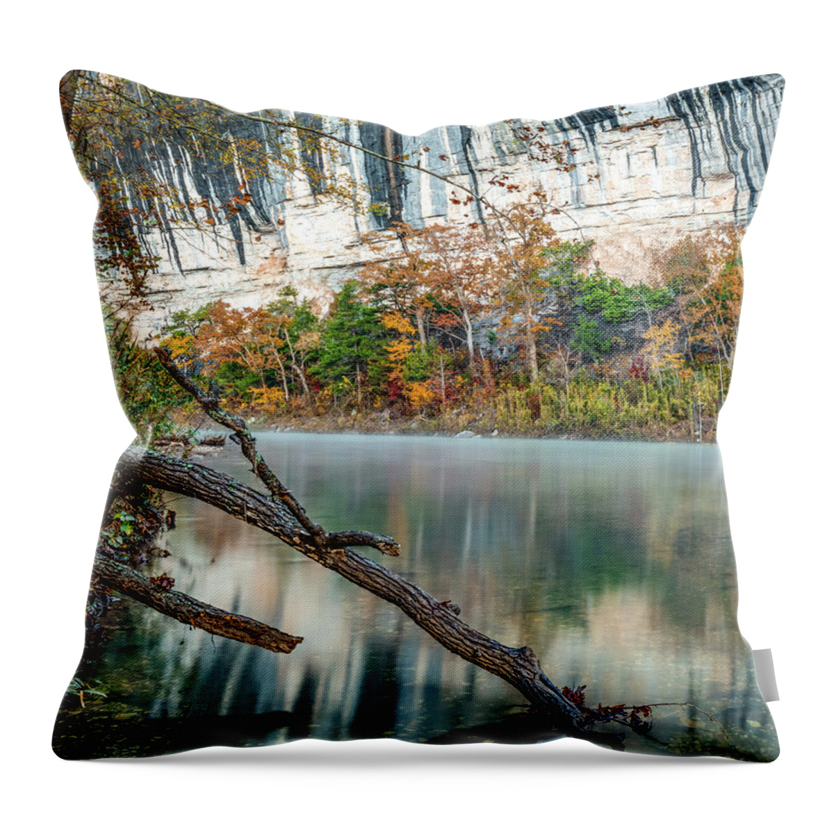 Roark Bluff Throw Pillow featuring the photograph A Divine Display Of Autumn Color Along Roark Bluff by Gregory Ballos