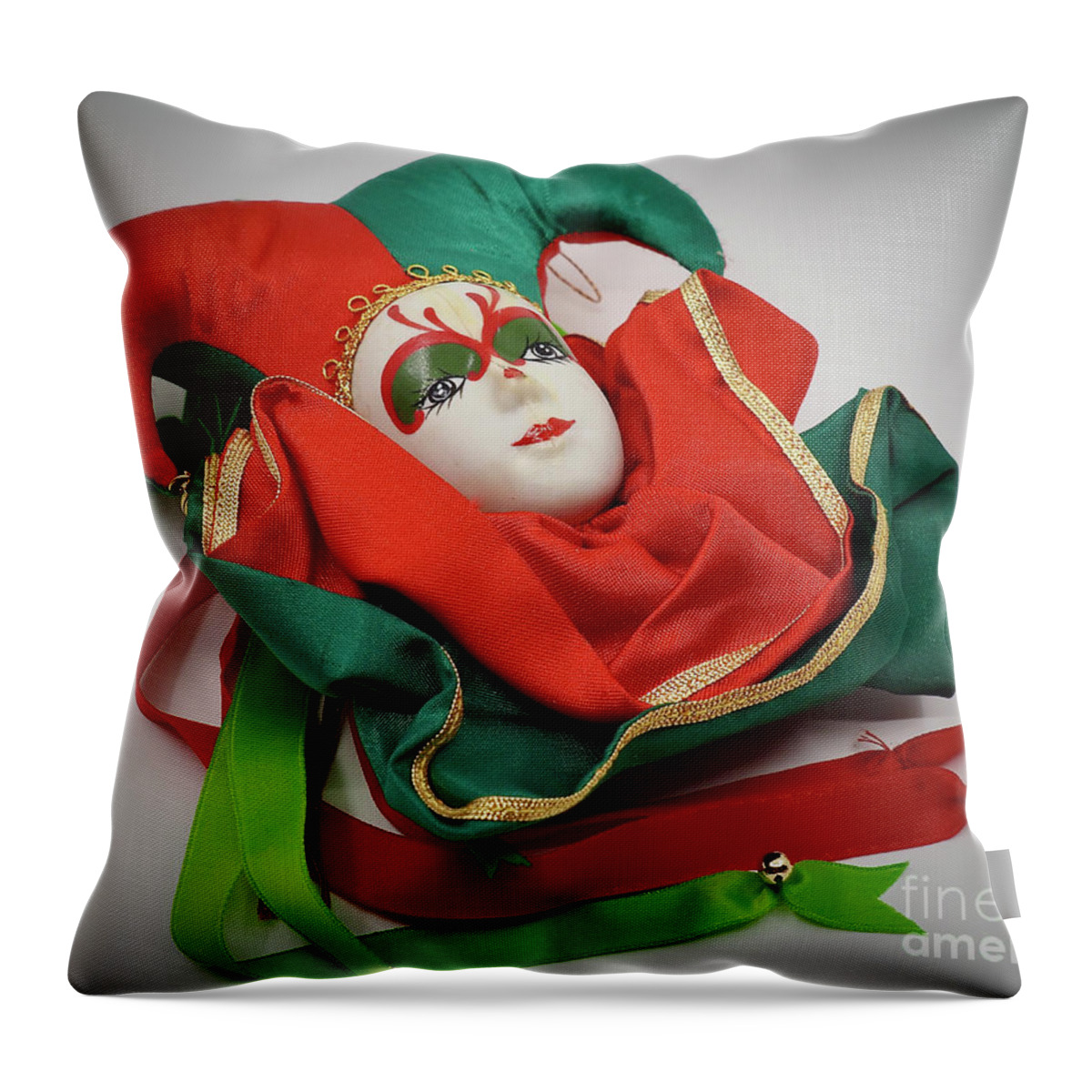 Christmas Throw Pillow featuring the photograph A Favorite Christmas Ornament in Green and Red by L Bosco