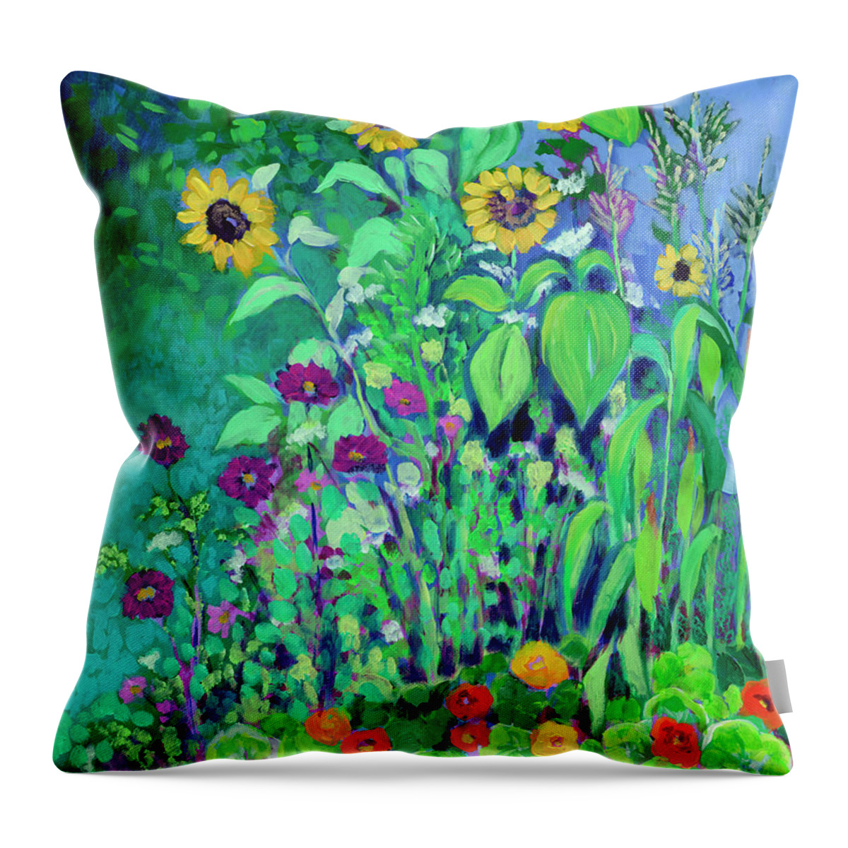 Floral Throw Pillow featuring the painting A Garden View by Jennifer Lommers