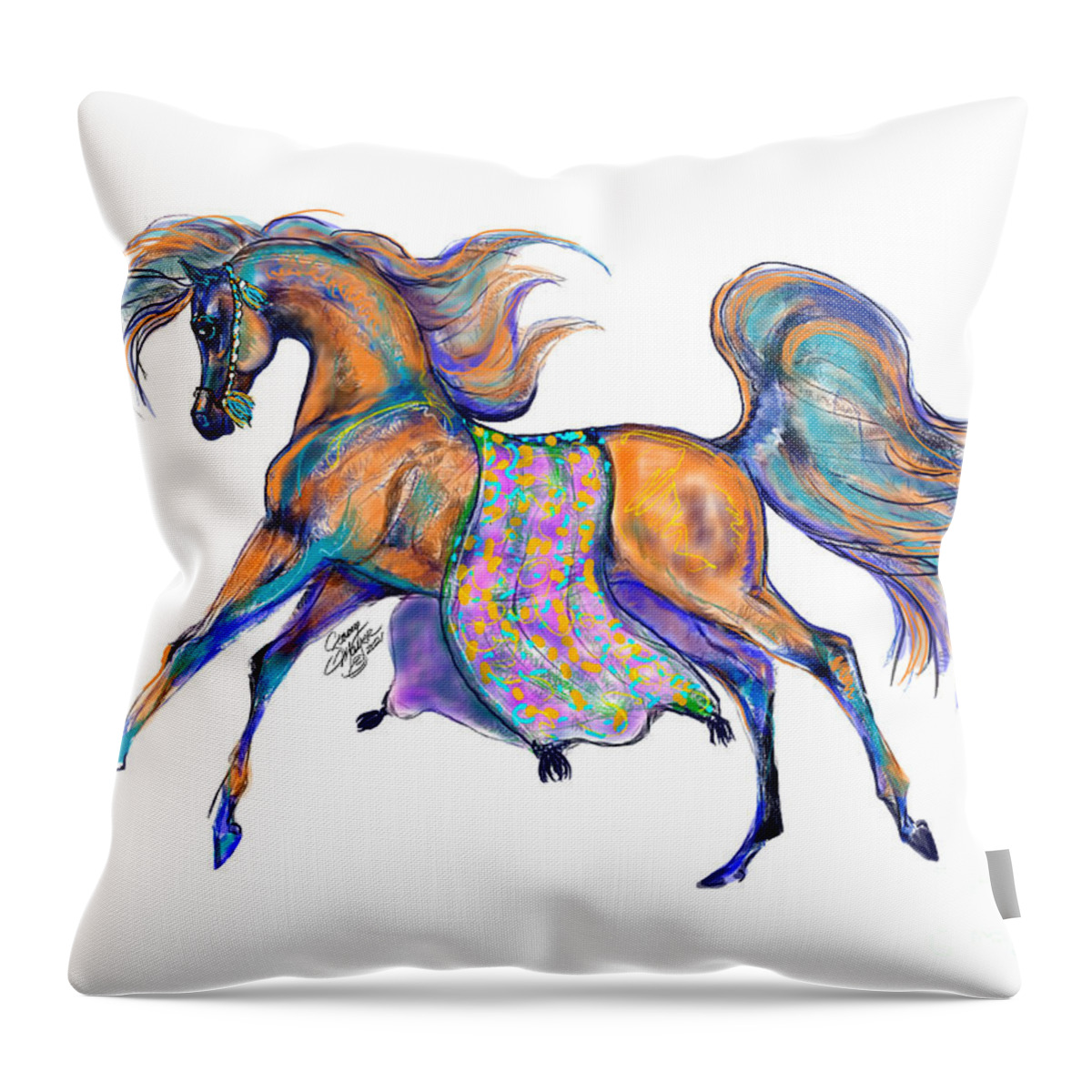 Arabian Throw Pillow featuring the digital art A Gift for Zeina by Stacey Mayer