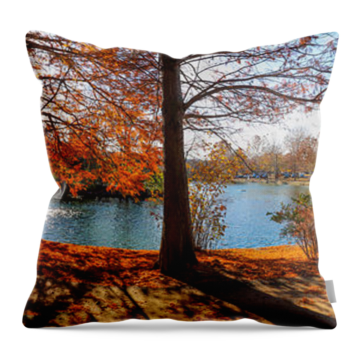 Autumn Throw Pillow featuring the photograph A Gorgeous Autumn Day at Centennial Park by Marcus Jones