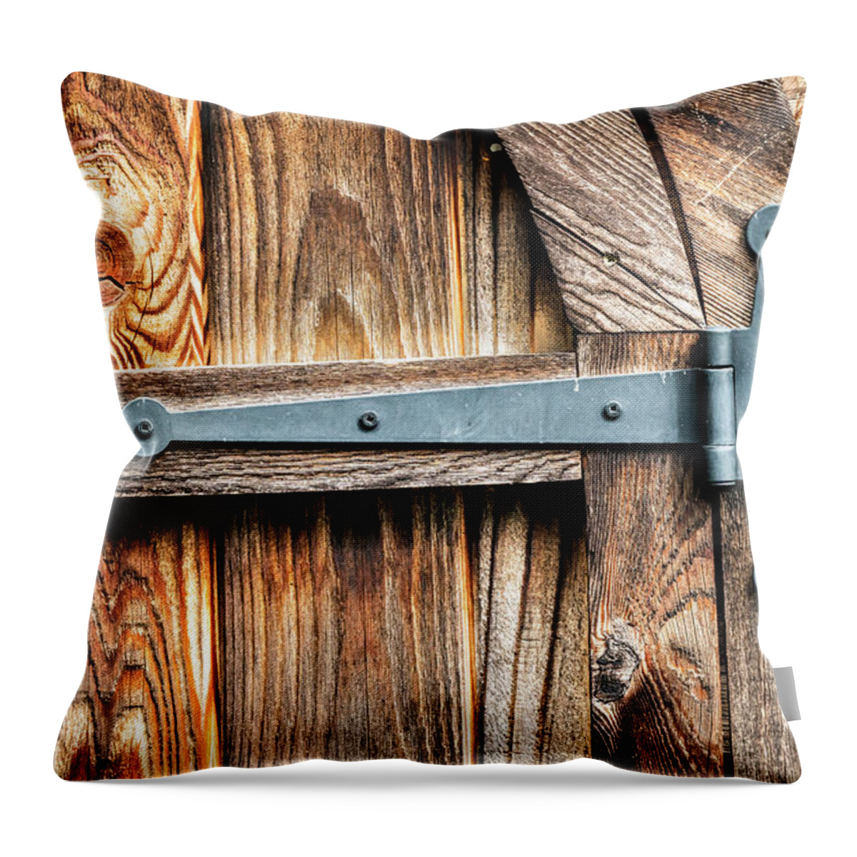 Wood Throw Pillow featuring the photograph A Knotty Doorway Up Close by Gary Slawsky