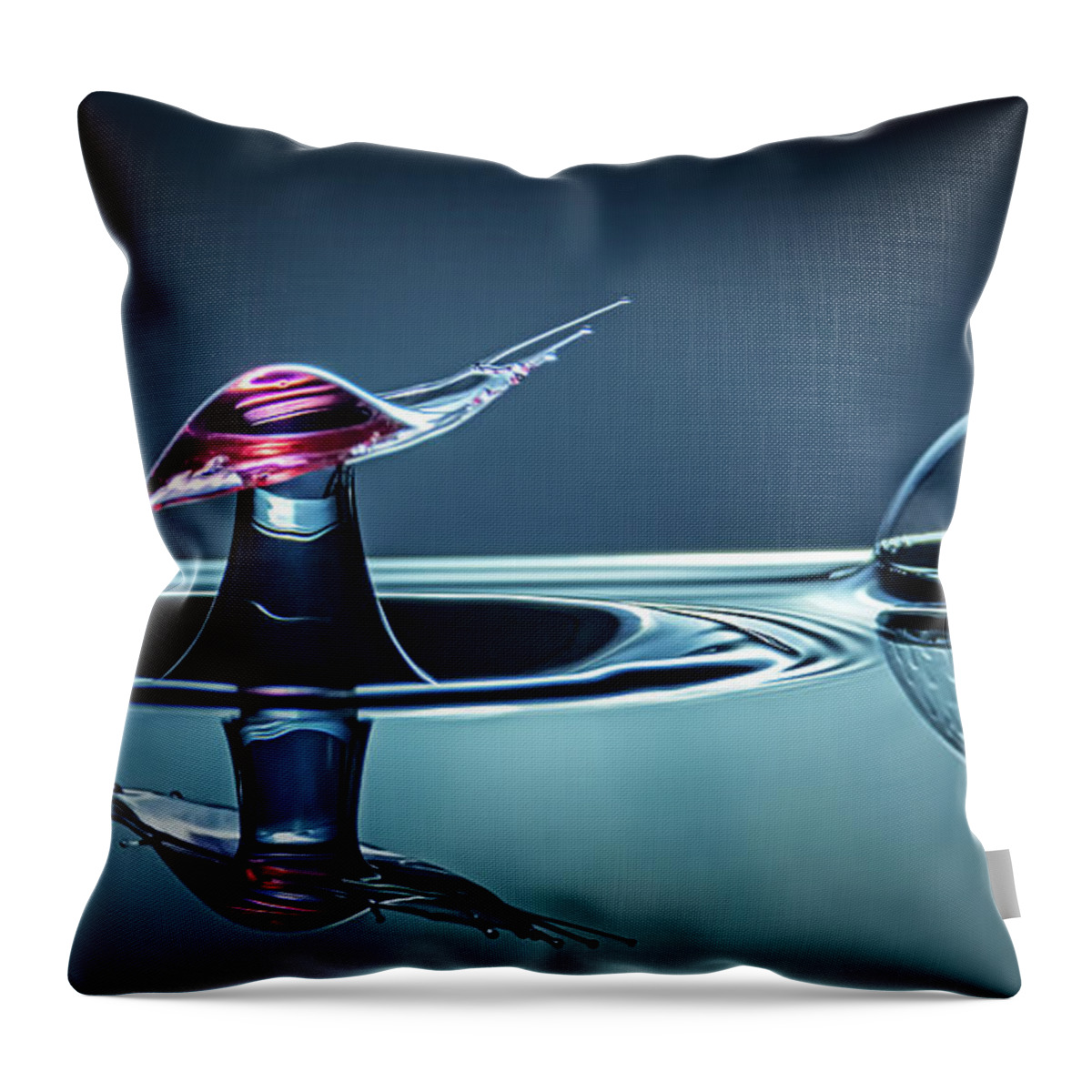 Water Drop Collision Throw Pillow featuring the photograph A Moment in a Water Drop's Life by Michael McKenney