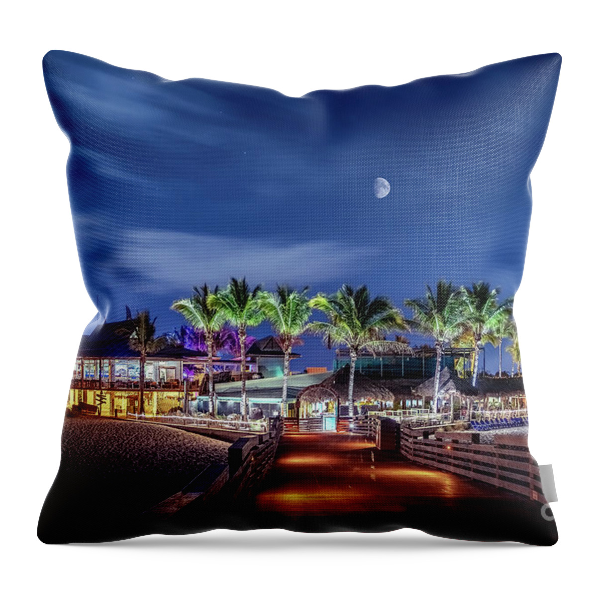Anna Maria Island Throw Pillow featuring the photograph A Night at Sharky's, Venice, Florida by Liesl Walsh