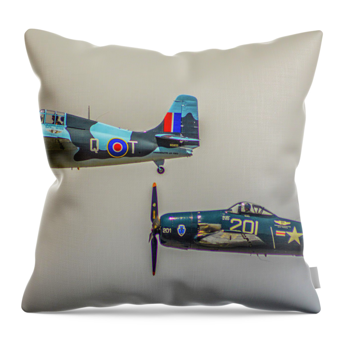 Grumman Throw Pillow featuring the photograph A Pair of Cats by Tommy Anderson