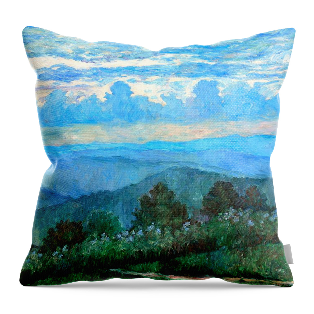 Landscape Throw Pillow featuring the painting A Path to Rock Castle Gorge in the Evening by Kendall Kessler