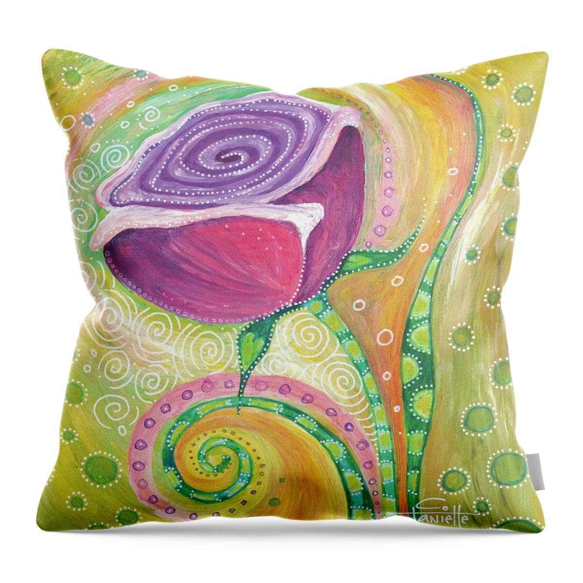 Rose Throw Pillow featuring the painting A Rose Fit for a Queen by Tanielle Childers
