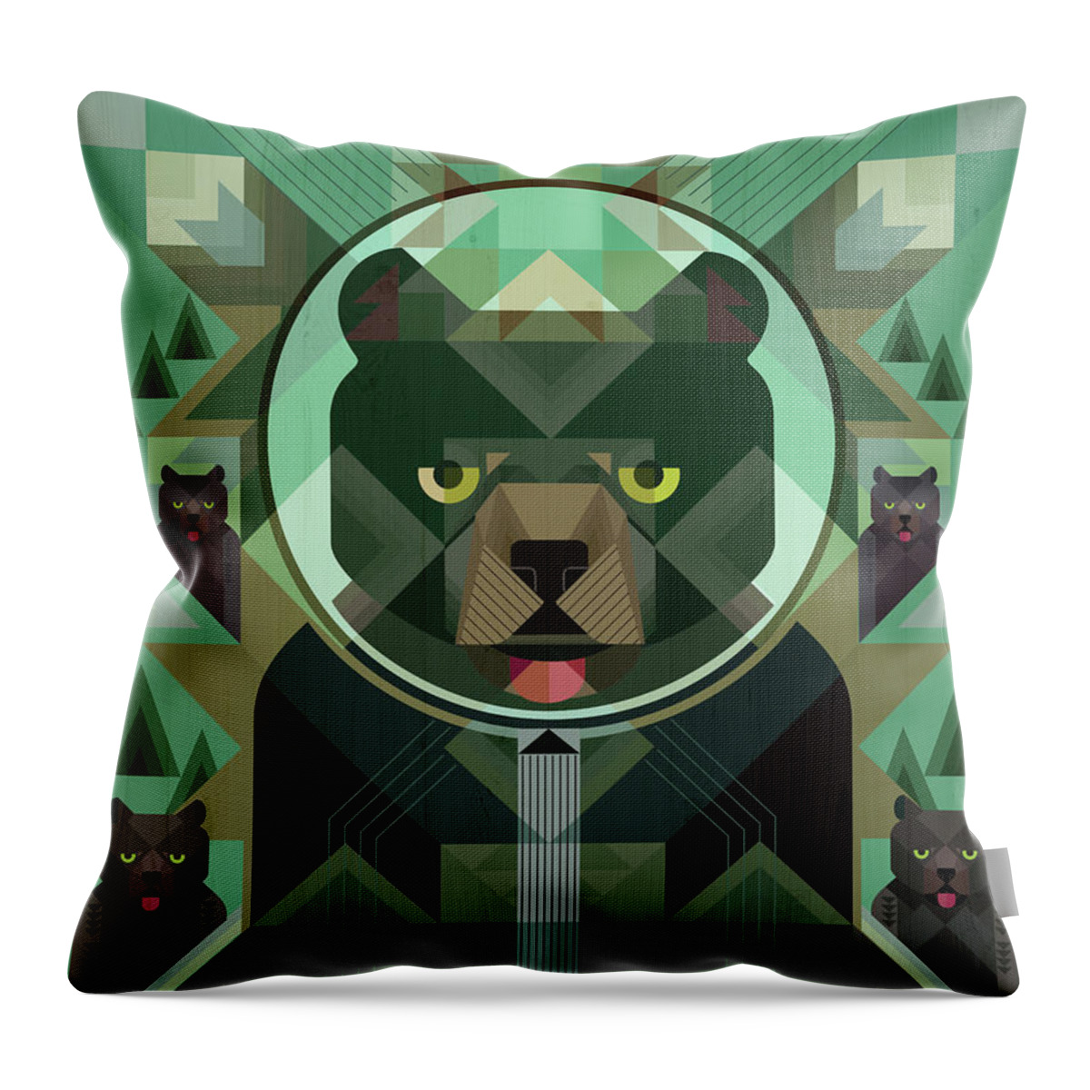 Bear Throw Pillow featuring the digital art A Sleuth of Bears Print by Garth Glazier