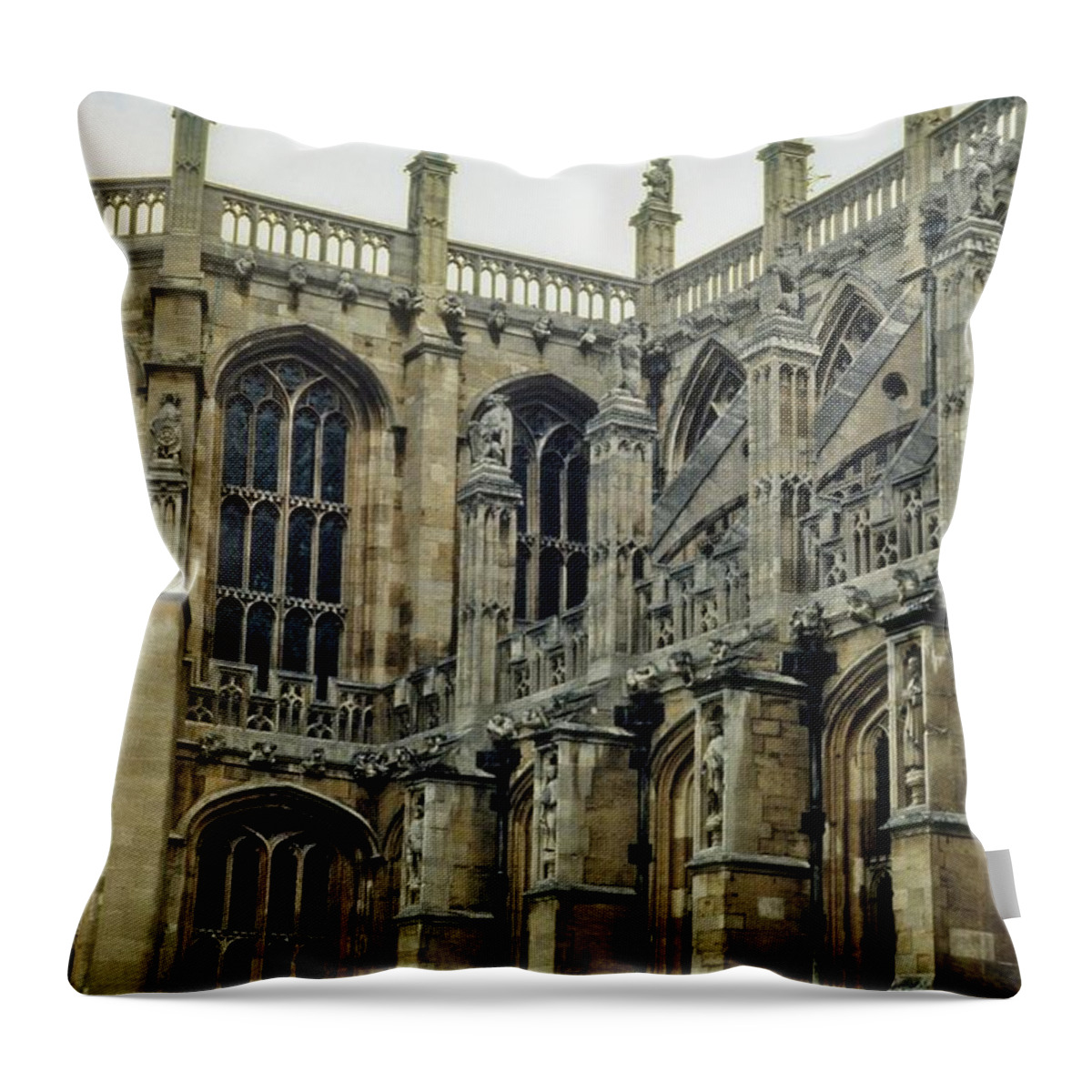 S_7ab3a5zqn021 Throw Pillow featuring the photograph A Solid Buttressed Architecture by Douglas Barnett