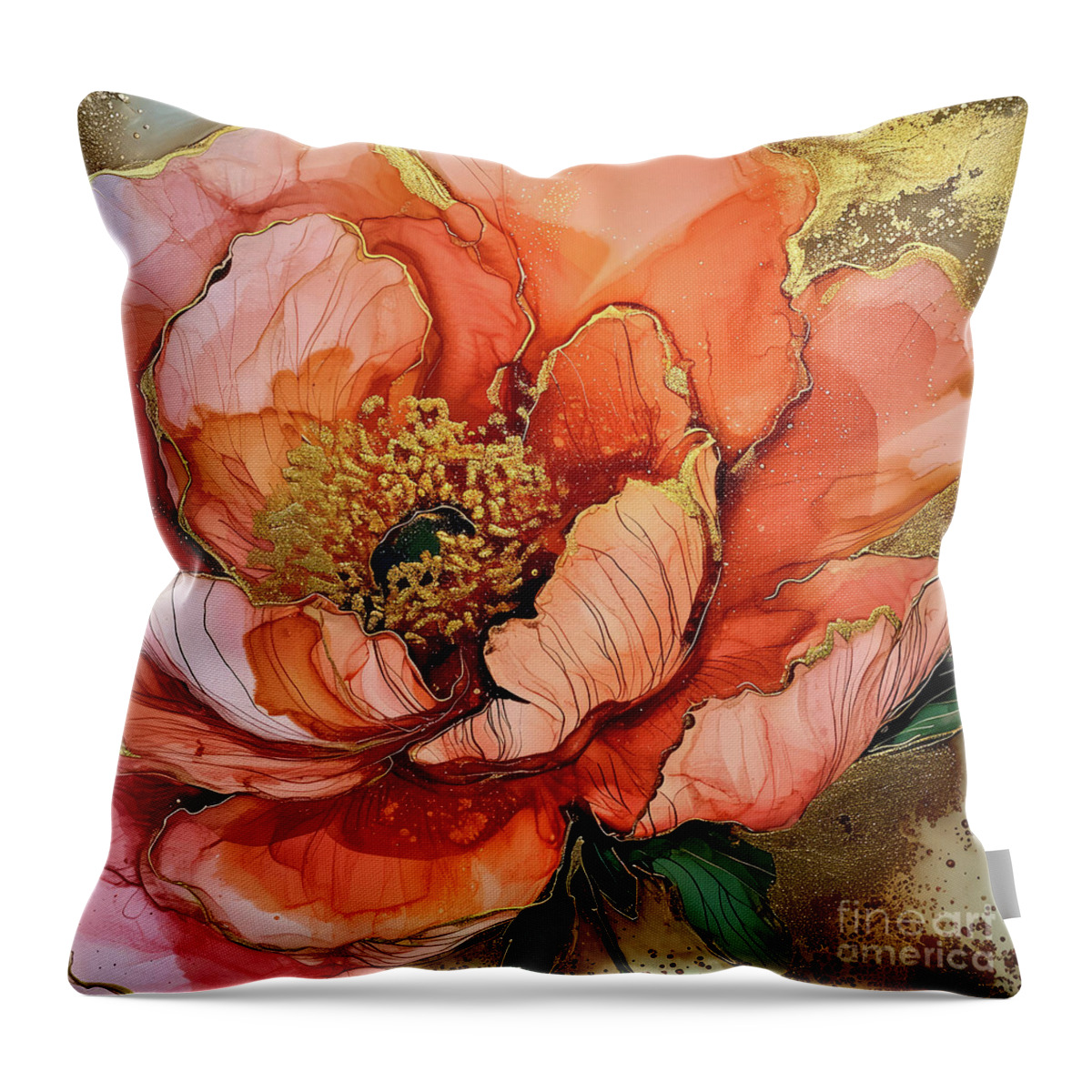 Peony Throw Pillow featuring the painting A Splash Of Peony by Tina LeCour
