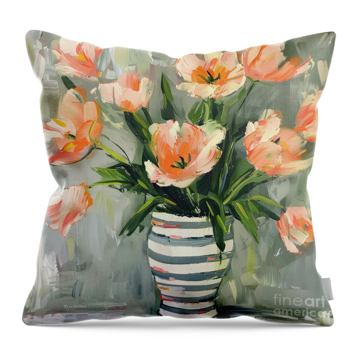 Flowers Throw Pillow featuring the painting A Splash Of Tulips by Tina LeCour