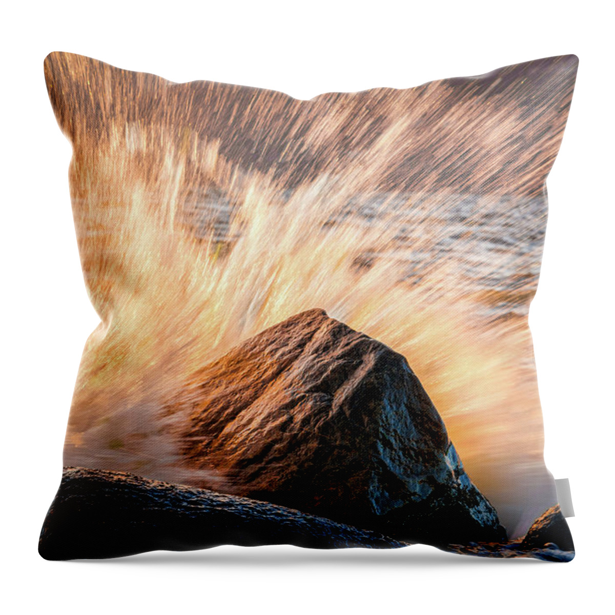 Action Throw Pillow featuring the photograph A Splash on the Rock by Rick Deacon
