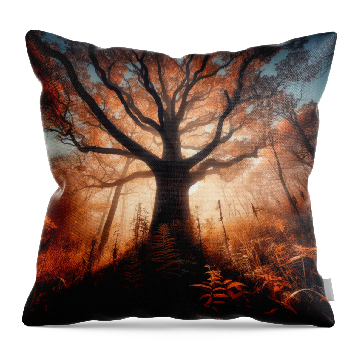 Pin Oak Throw Pillow featuring the photograph A Story Unfolded by Bill and Linda Tiepelman