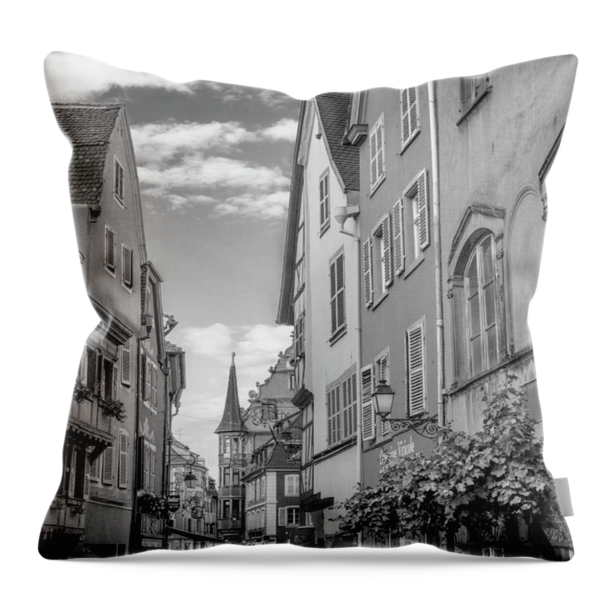 Travel Throw Pillow featuring the photograph A Street in Colmar by W Chris Fooshee