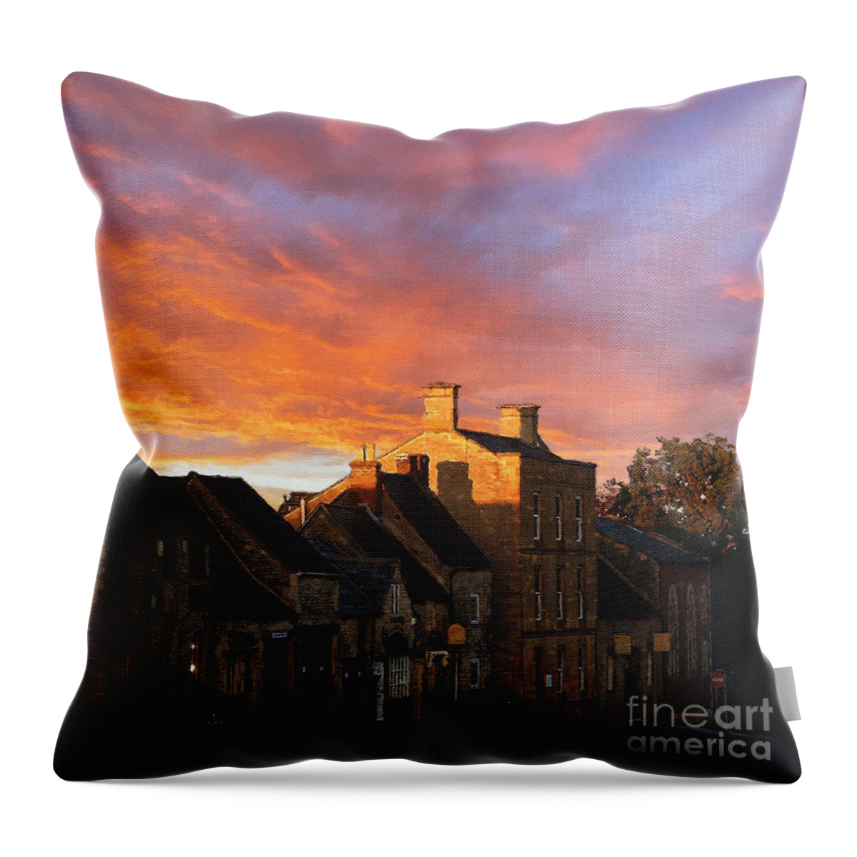 The Cotswolds Throw Pillow featuring the photograph A Street in Stow at Sunset by Brian Watt