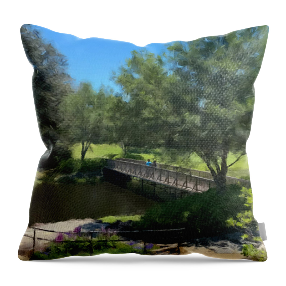 Landscape Throw Pillow featuring the painting A Summer Walk by Gary Arnold