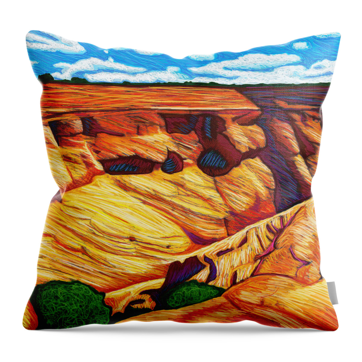 Arizona Throw Pillow featuring the digital art A Sunny Day At Canyon de Chelly by Rod Whyte