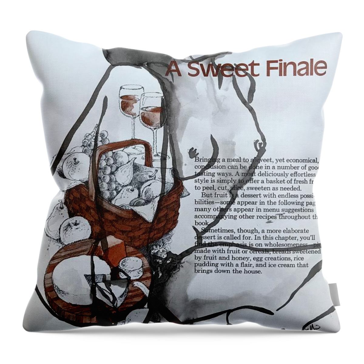 Life Drawing Throw Pillow featuring the drawing A Sweet Finale by M Bellavia