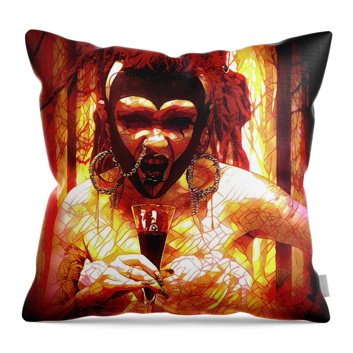 Dark Throw Pillow featuring the digital art A Taste For Blood Stained Glass by Recreating Creation