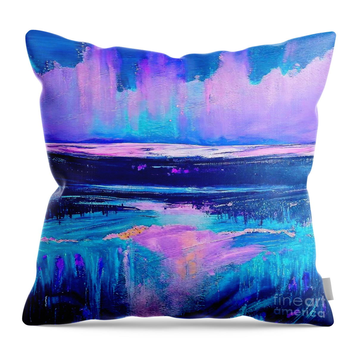  Throw Pillow featuring the painting A time of rebirth Painting Spring Positive Rebirth Bloom Happy abstract acrylic alcohol architecture art artist artistic artwork backdrop background bright brush canvas closeup color colorful by N Akkash