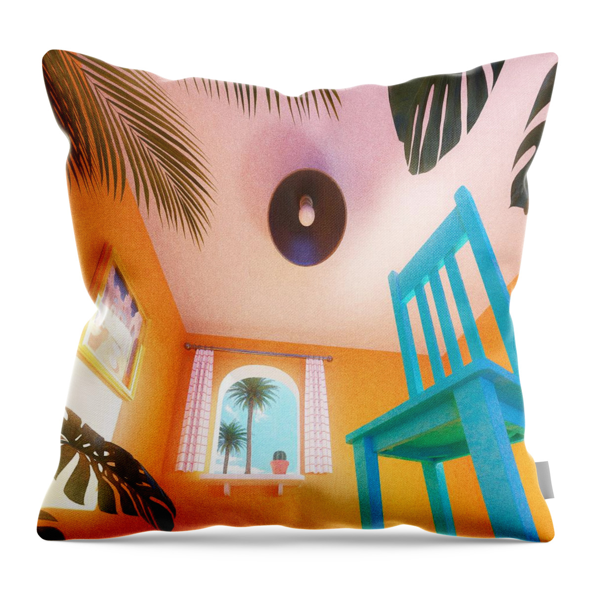 Room Throw Pillow featuring the digital art A tiny morning by Bespoke Cube