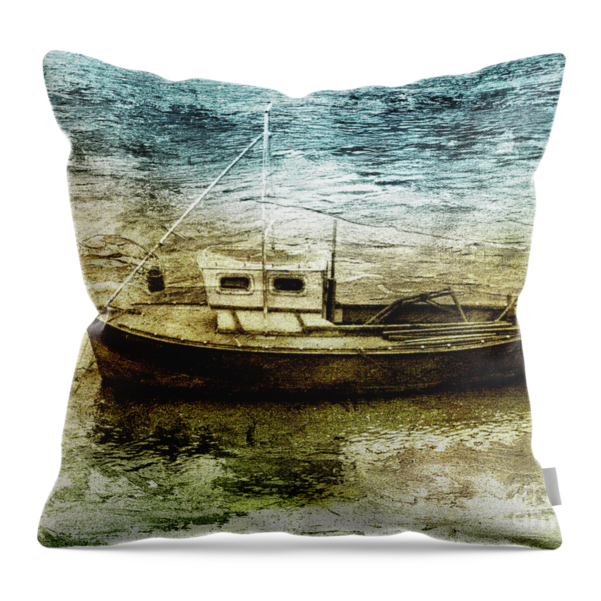 Tugboat Throw Pillow featuring the photograph A watercolour picture of a tugboat by Pics By Tony