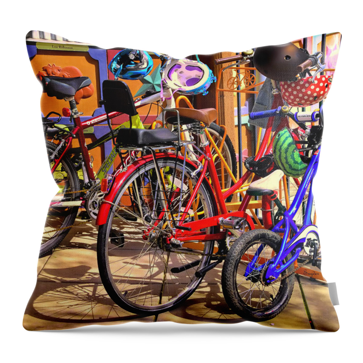 Bikes Throw Pillow featuring the photograph A Whole Bunch of Bikes by Floyd Snyder
