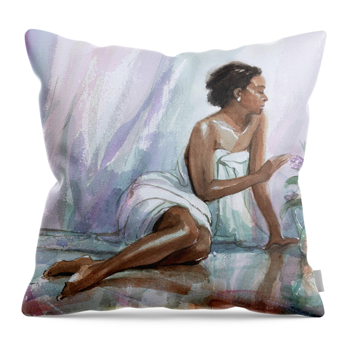 Woman Throw Pillow featuring the painting A Woman's Touch by Steve Henderson