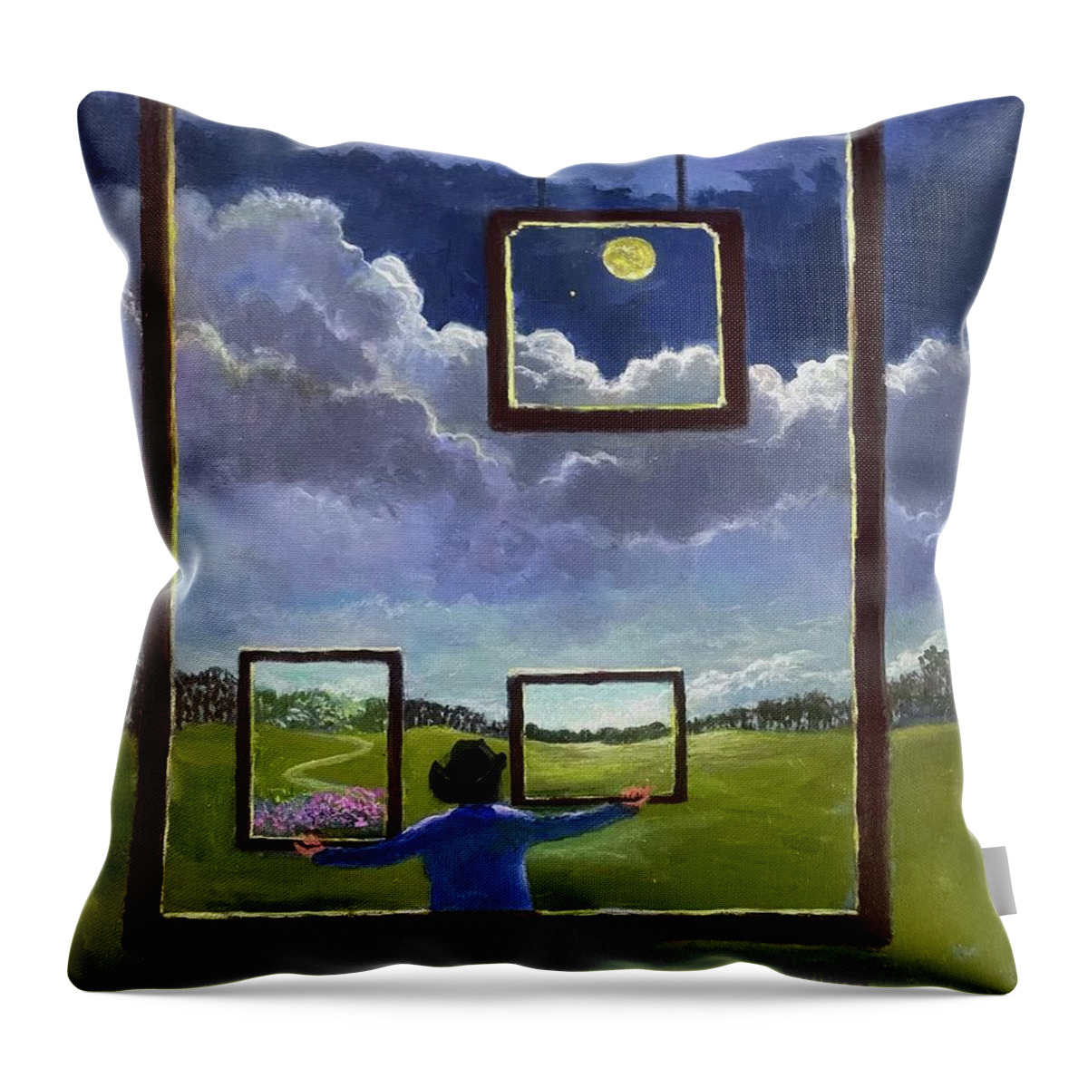 World Throw Pillow featuring the painting A World Of Visions by Rand Burns