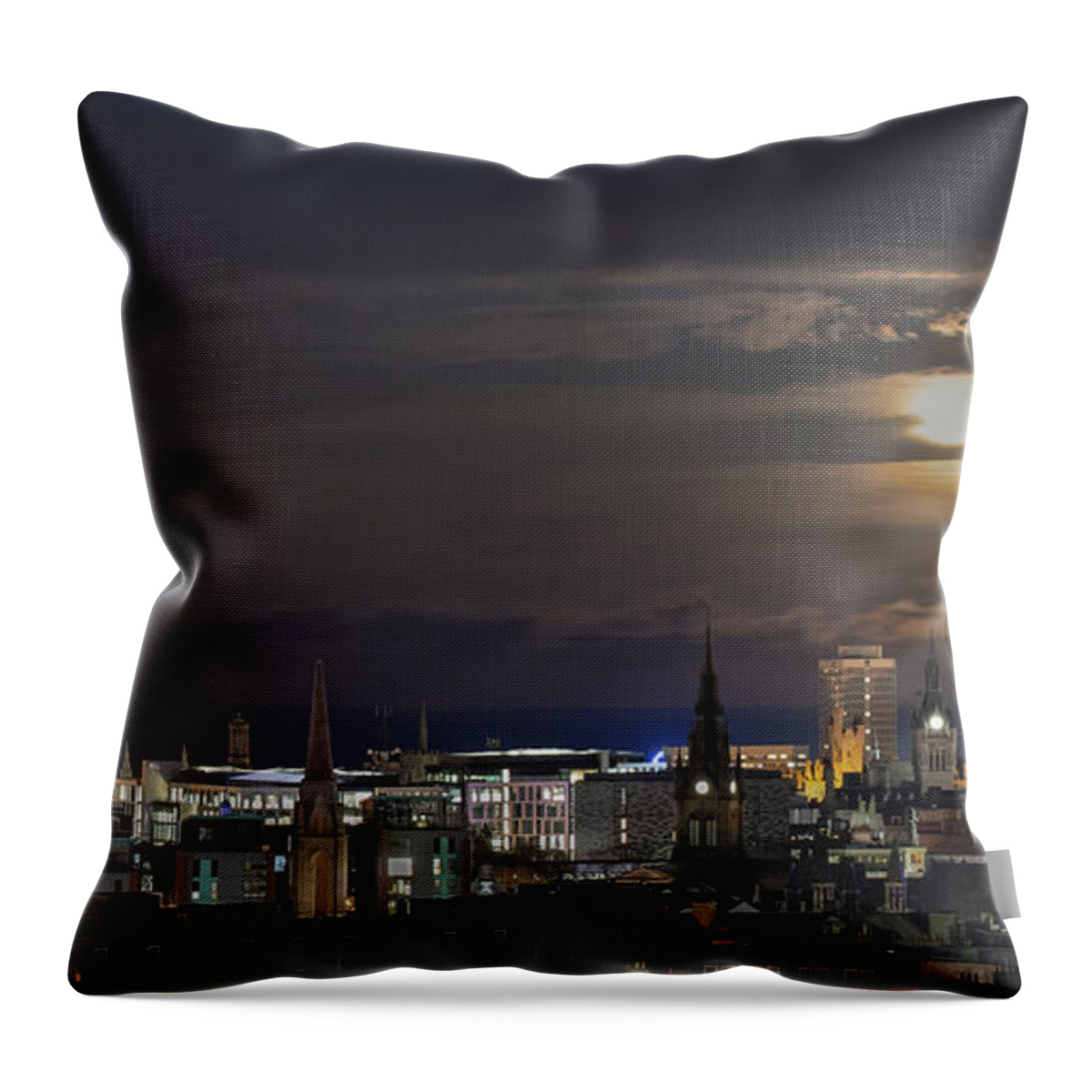 Aberdeen Throw Pillow featuring the photograph Aberdeen Skyline by Veli Bariskan