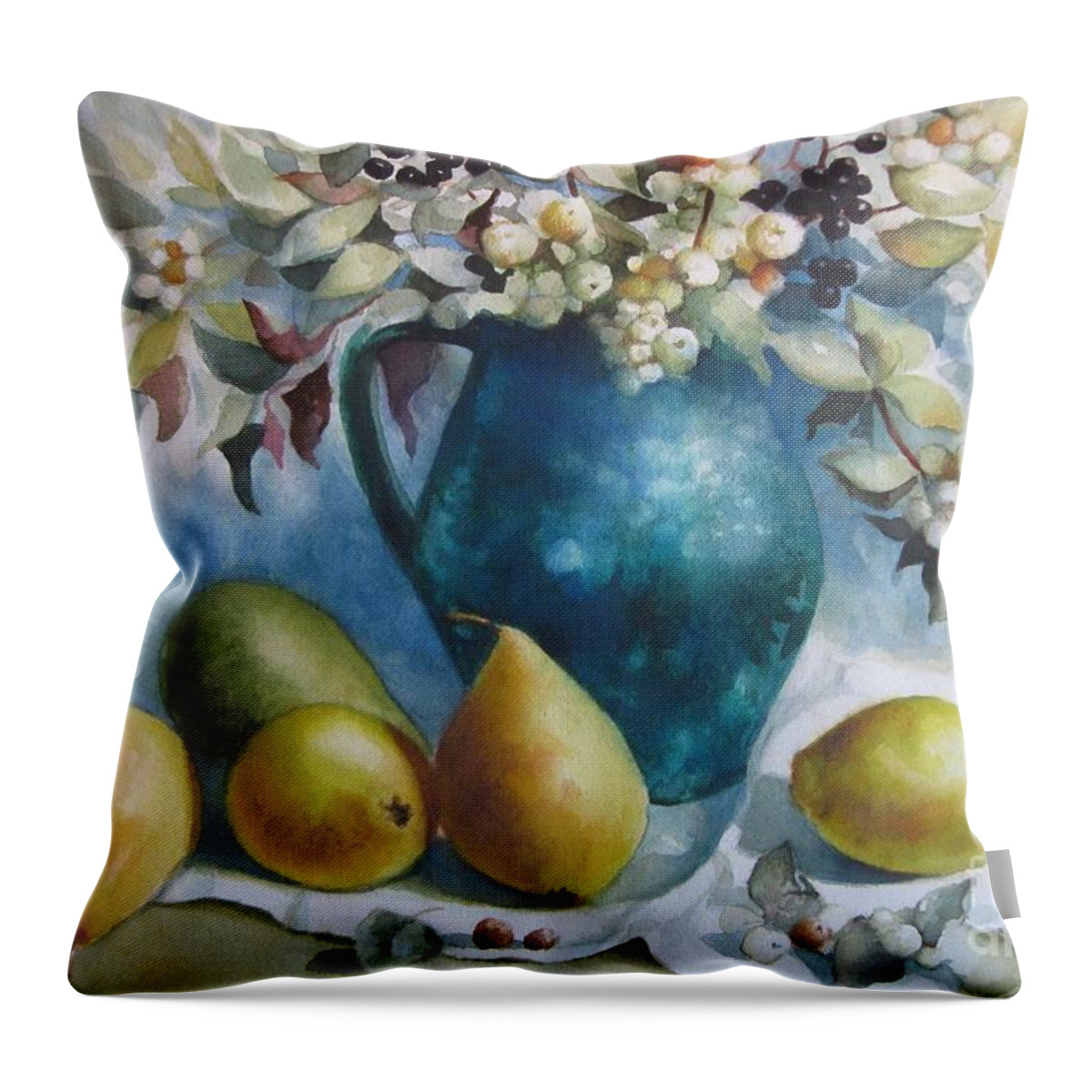 Autumn Throw Pillow featuring the painting About an autumn by Elena Oleniuc
