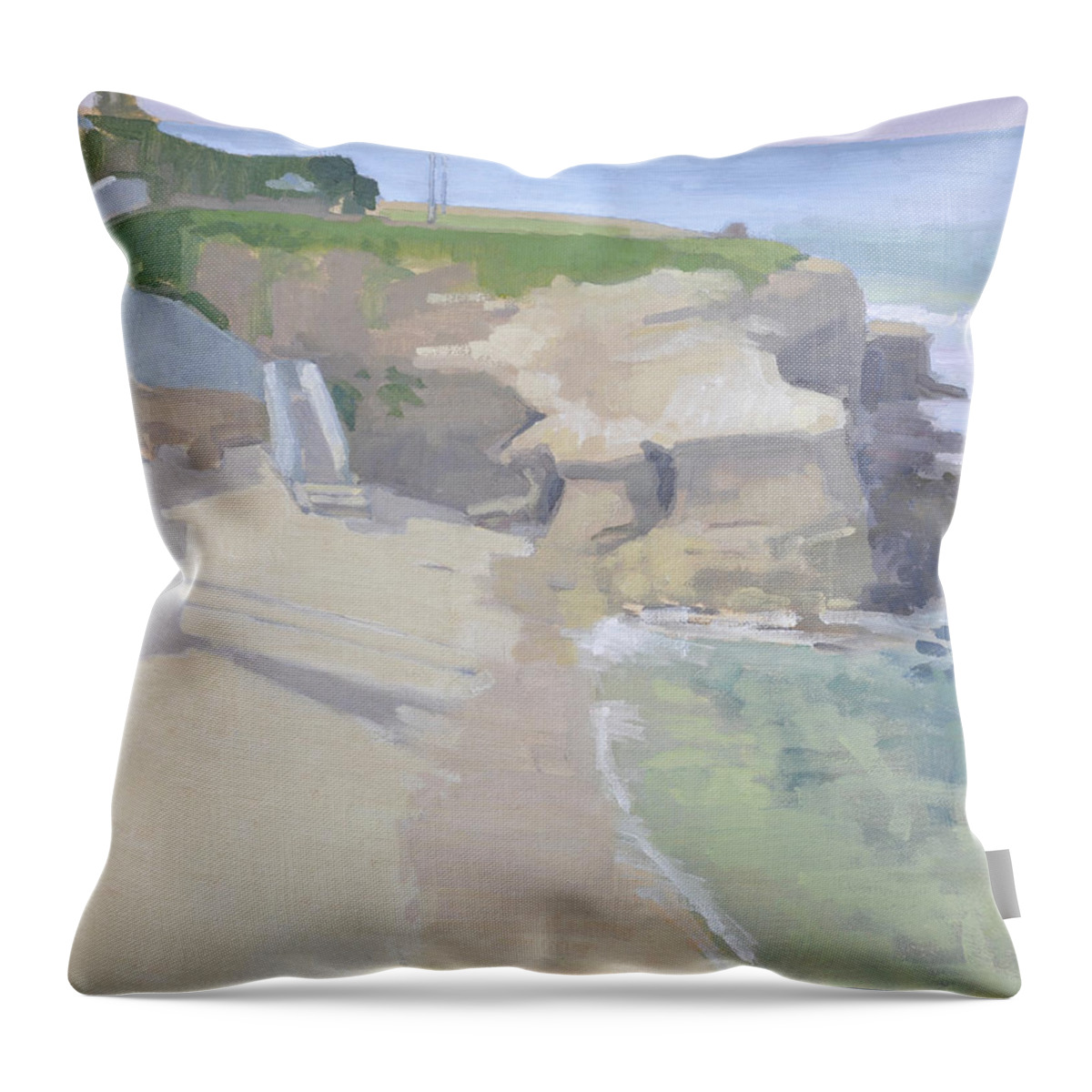 La Jolla Cove Throw Pillow featuring the painting Above La Jolla Cove, San Diego by Paul Strahm