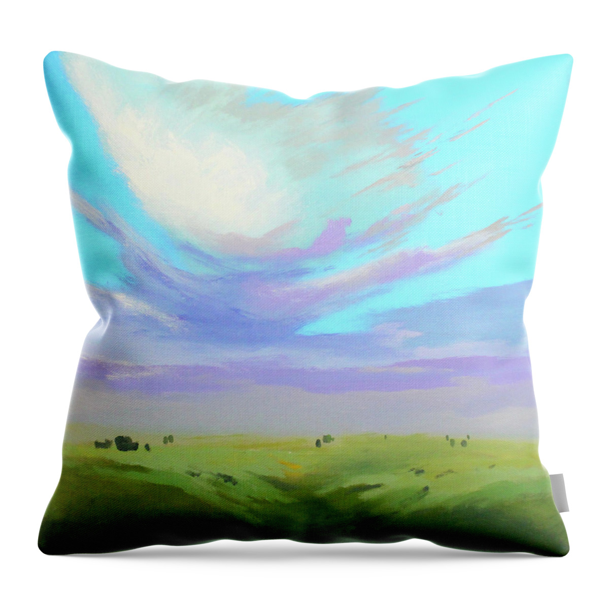 Central Plains Throw Pillow featuring the painting Above the Plains by Nancy Merkle