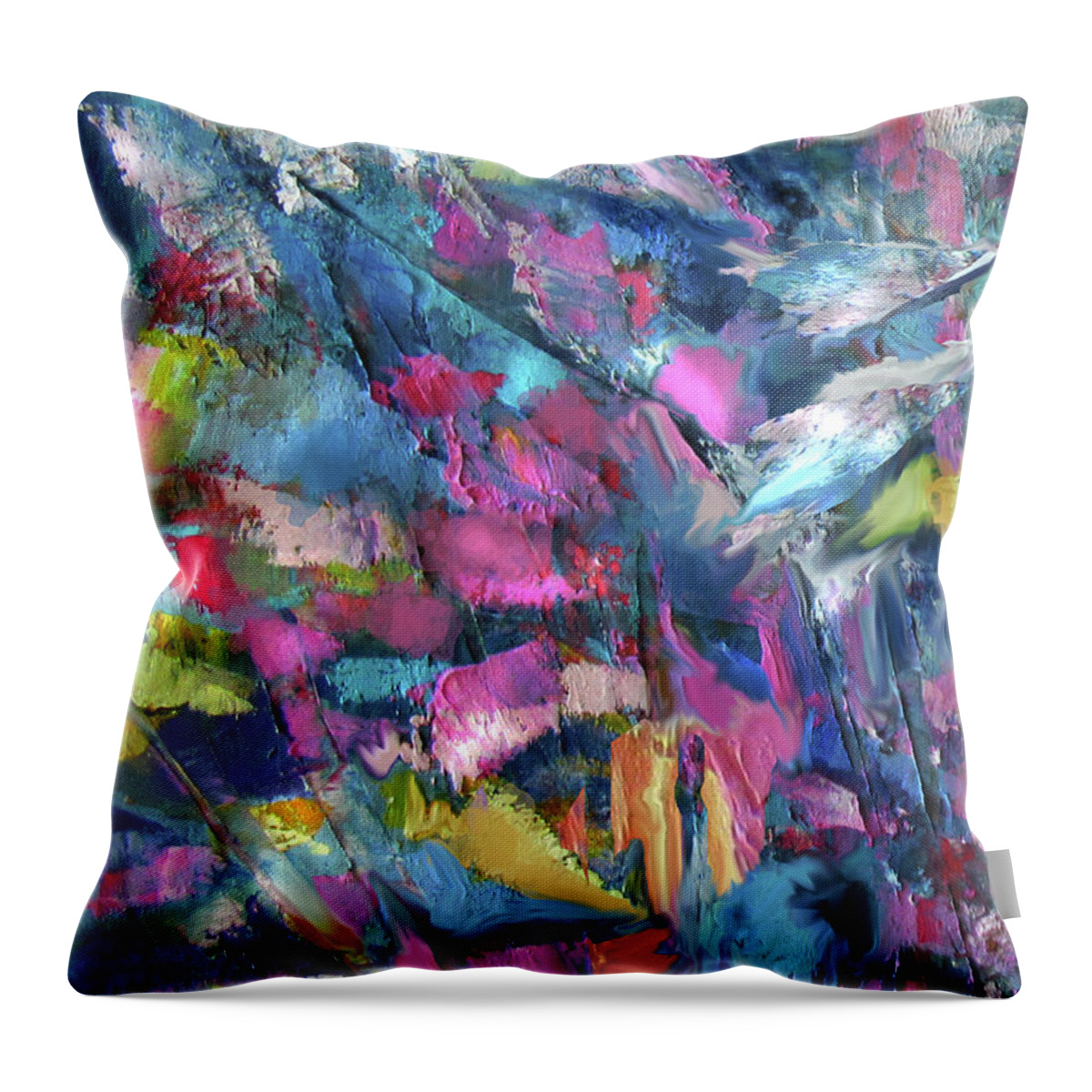Cold Wax Throw Pillow featuring the painting Abstract 4-20-20-DETAIL by Jean Batzell Fitzgerald