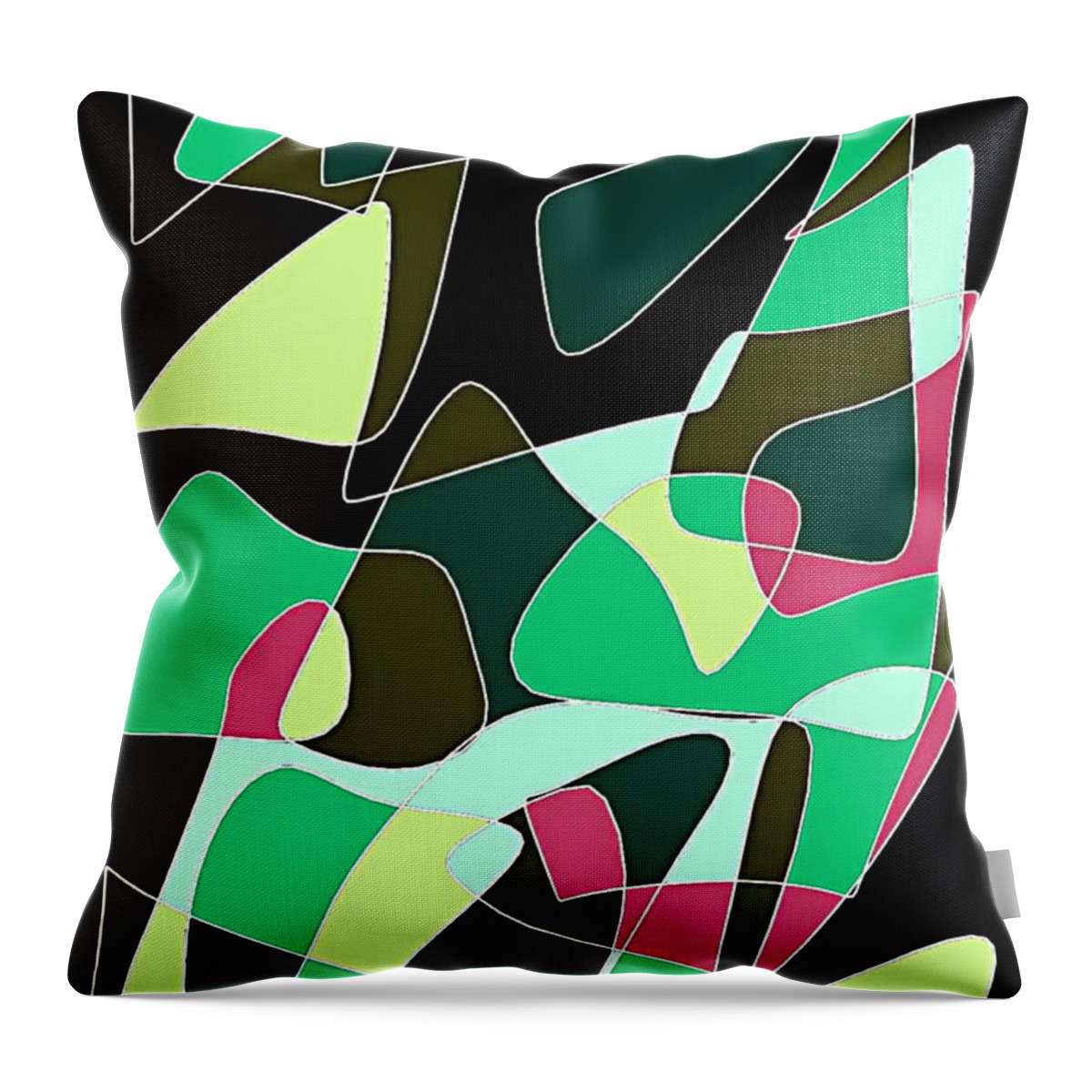 Abstrakt Throw Pillow featuring the digital art Abstract art in green by Nomi Morina