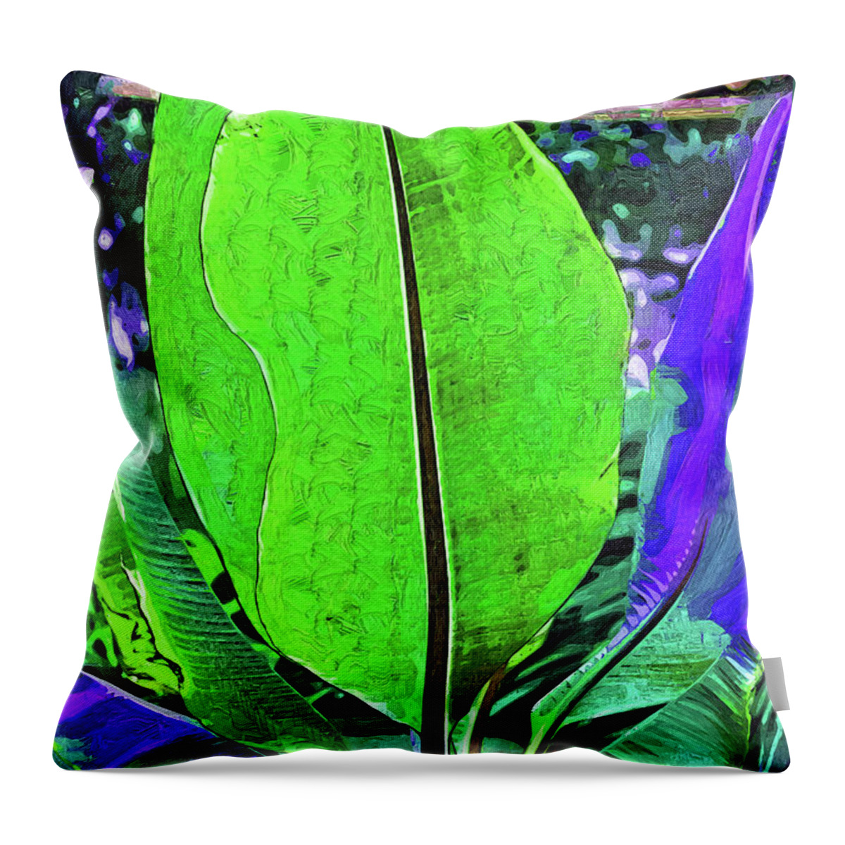 Banana-plant Throw Pillow featuring the digital art Abstract Banana Plant by Kirt Tisdale